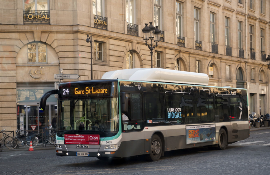 Bus biogaz MAN sur ligne 24 RATP