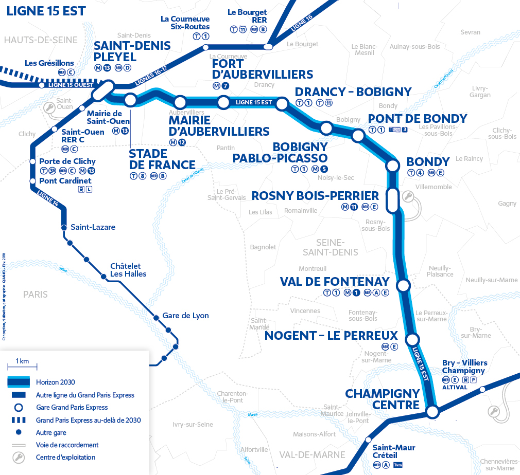 Ligne 15 Est GPE SGP mise à jour suite aux arbitrages gouvernementaux de fevrier 2018