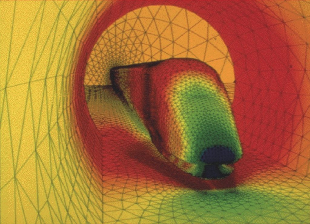 Modélisation des ondes de pression en tunnel illustrant le phénomène 
de « pistonnement ».