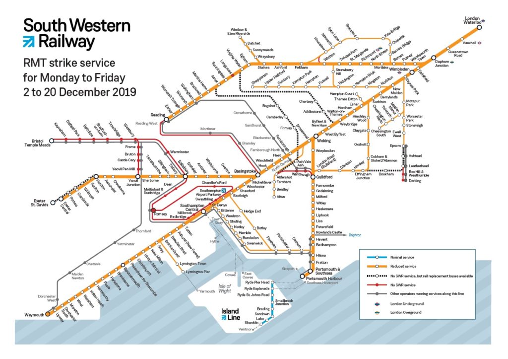 La longue grève sur le rôle du deuxième agent dans des trains londoniens 8 Desserte SWR pendant la grève de décembre 2019