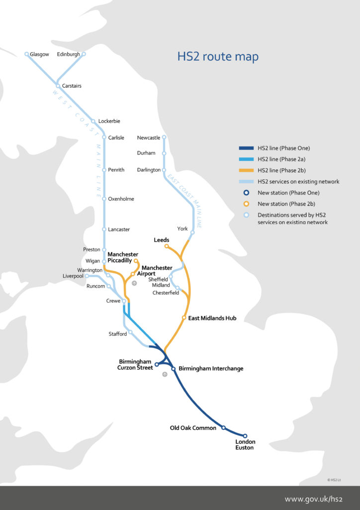 Le coût de HS2, deuxième LGV britannique, s'envole 8 hs2 cartenew site