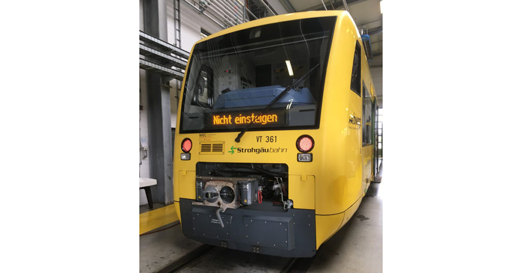 Train de la société WEG (Transdev) dans un dépôt en Allemagne.