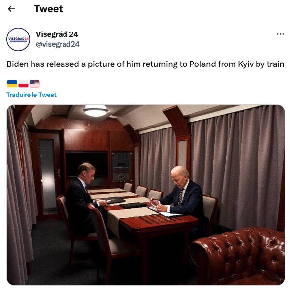Capture d’écran le 20 février 2023, Joe Biden prend le train pour se rendre à Kiev