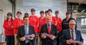 De gauche à droite, Jean-Pierre Farandou, Alain Rousset, Jacky Emon lors de la remise des clés du Ferrocampus le 13 mai