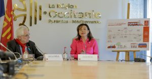Carole Delga, présidente de l'Occitanie, et Jean-Luc Gibelin, chargé des Transports