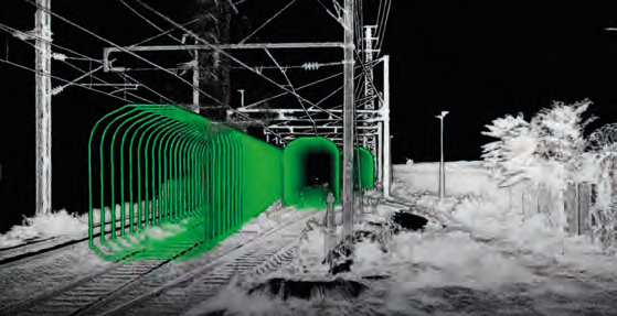 Image 3D d’une voie ferrée.