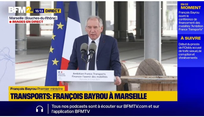 Le Premier ministre, le 5 mai 2025 en direct de Marseille, sur BFMTV