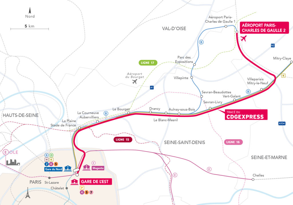 Arcadis participe au projet CDG Express 3 Tracé CDG Express mise à jour en 2025