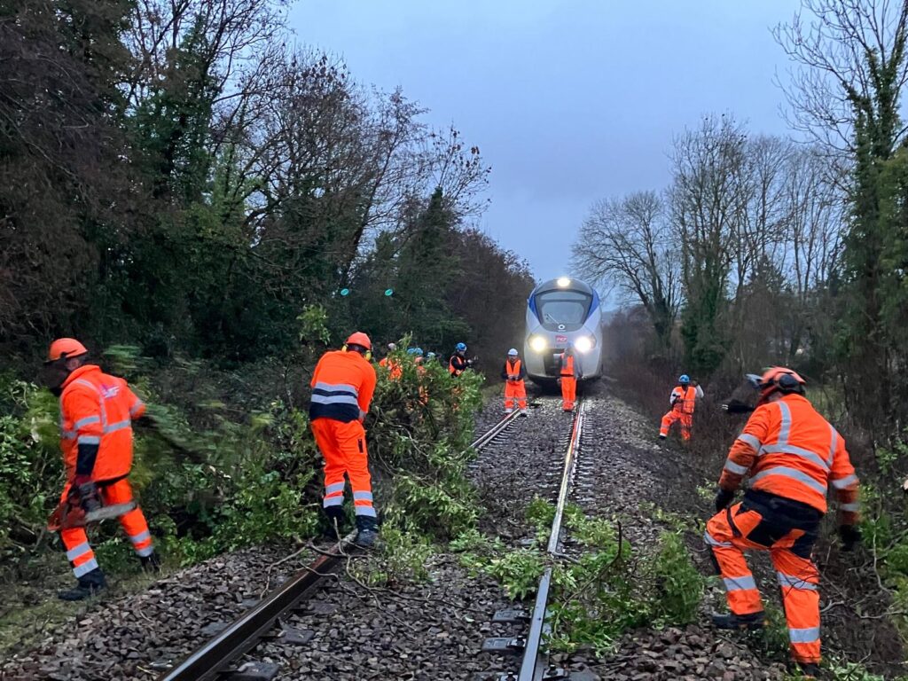 Tempête Goretti : le dispositif "Stop circulation" a fait de nouveau ses preuves 4 Des agents de SNCF Réseau interviennent après la tempête Goretti, début janvier 2026