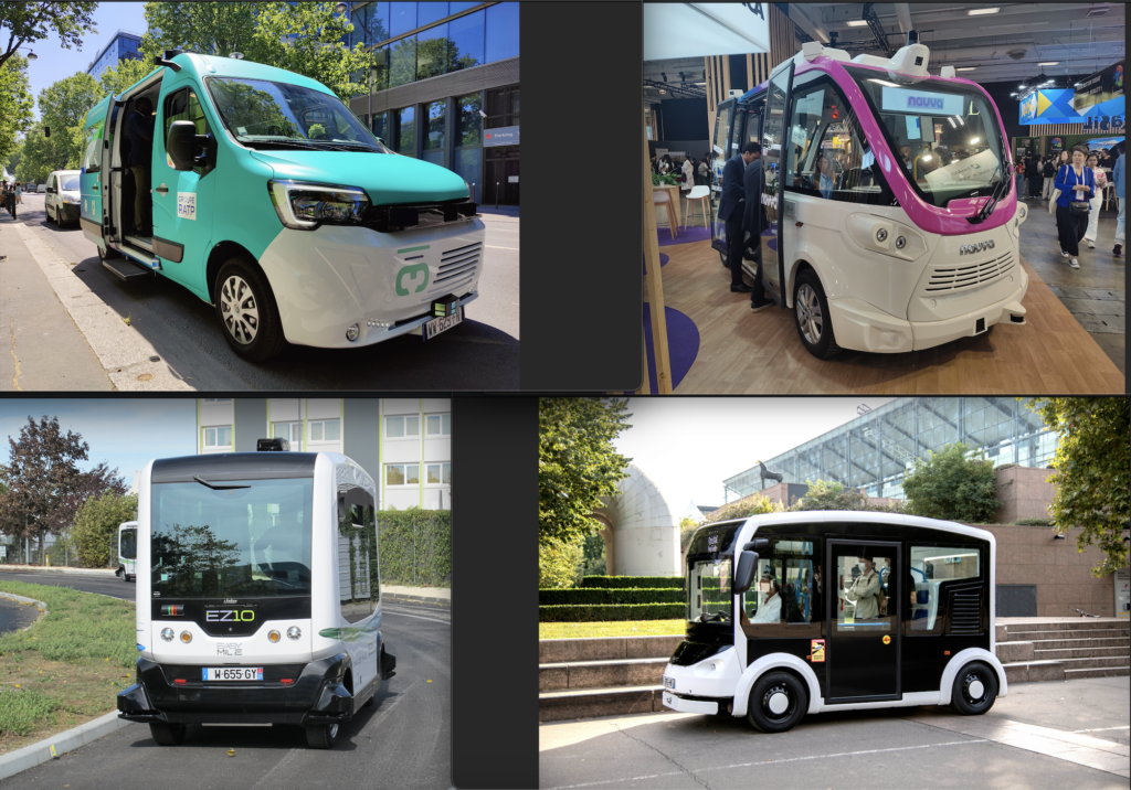 Des transports collectifs autonomes attendus dans deux ans en Île-de-France 2 Exemples de vehicules autonomes. © Y. Goubin et Lohr