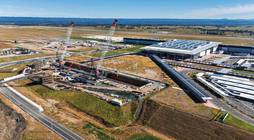 Métro automatique enconstruction pour relier
l’aéroport international
de Sydney